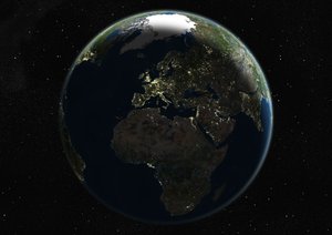 Globe Centered on Europe and Africa